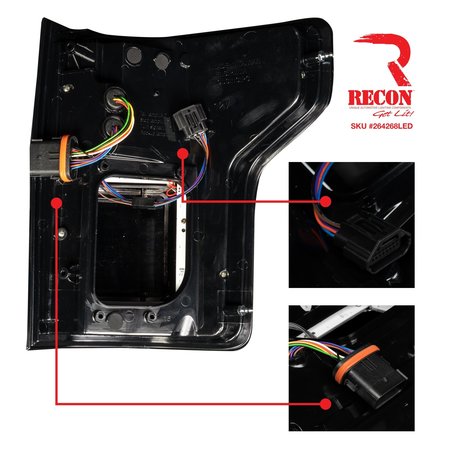 Recon 15-17 F150/17-19 RAPTOR LED TAILLIGHTS-SMOKED LENS DRIVER/PASSENGER 264268LEDBK